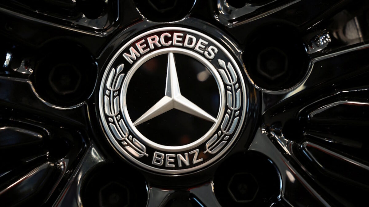 A logo of Mercedes-Benz