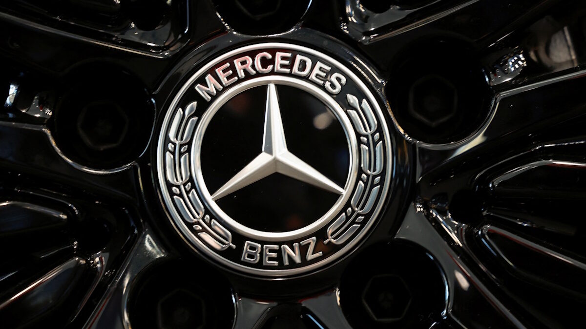 A logo of Mercedes-Benz