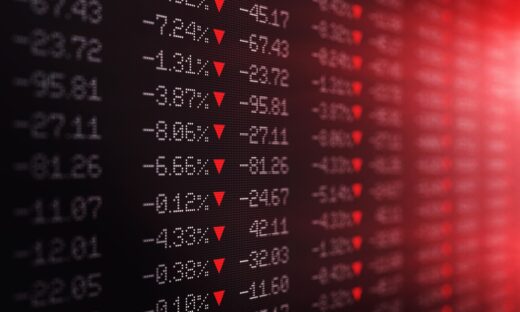 Trading board is showing a crash in stock exchange market