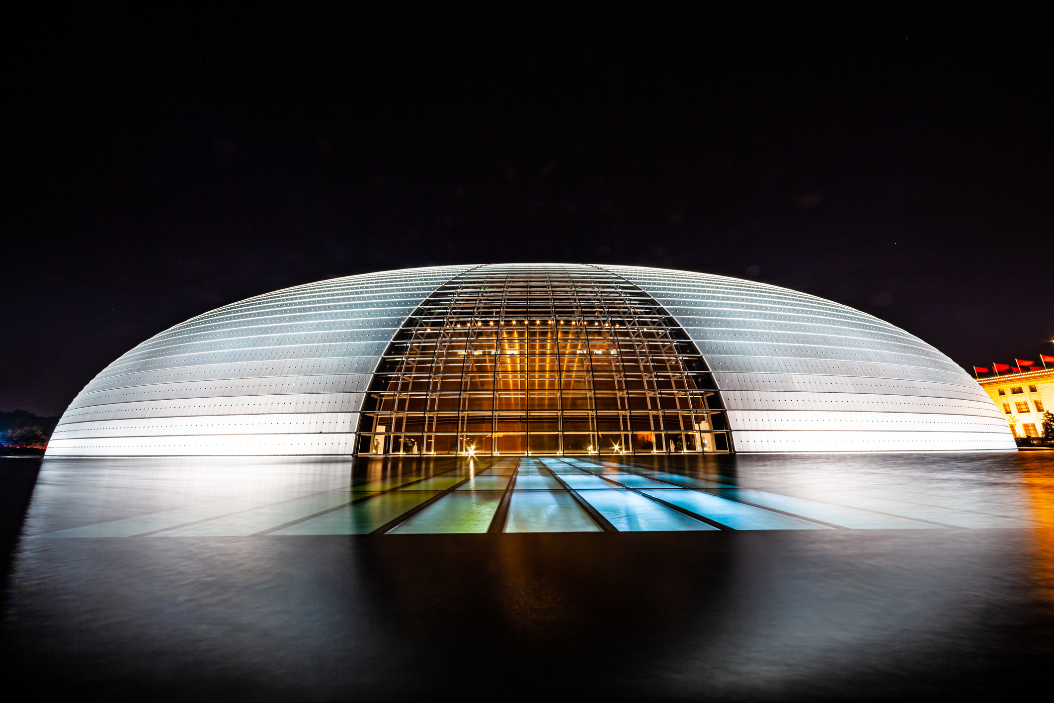 Beijing, China - October 2, 2009: Night view of the National Centre for the Performing Arts (National Grand Theatre). One of Beijing's most famous landmarks.