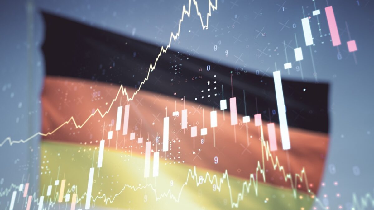 financial chart hologram on German flag