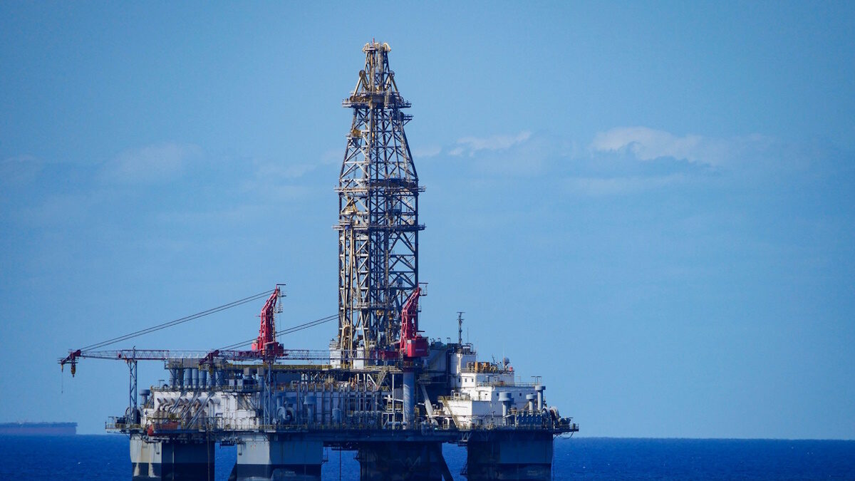 Large offshore oil rig in the ocean