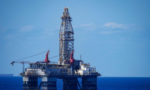 Large offshore oil rig in the ocean