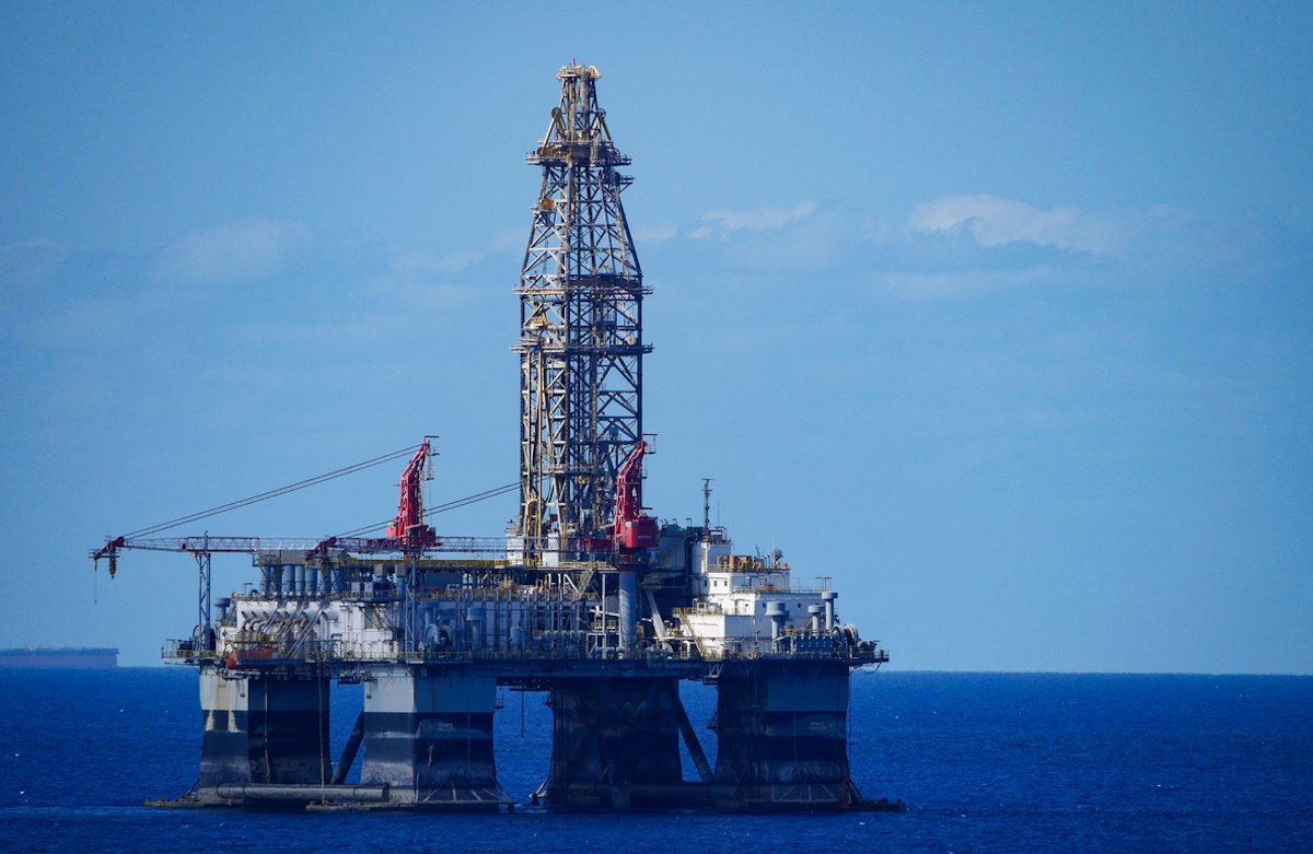 Large offshore oil rig in the ocean