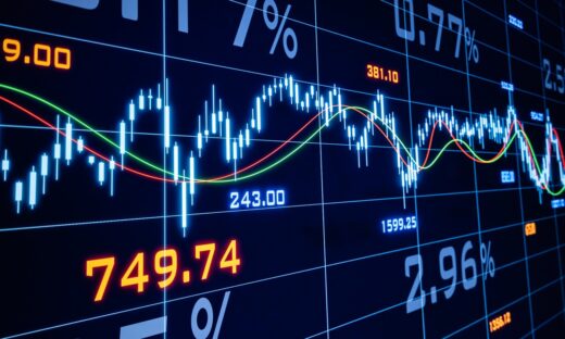 Stock market and exchange, chart and numbers