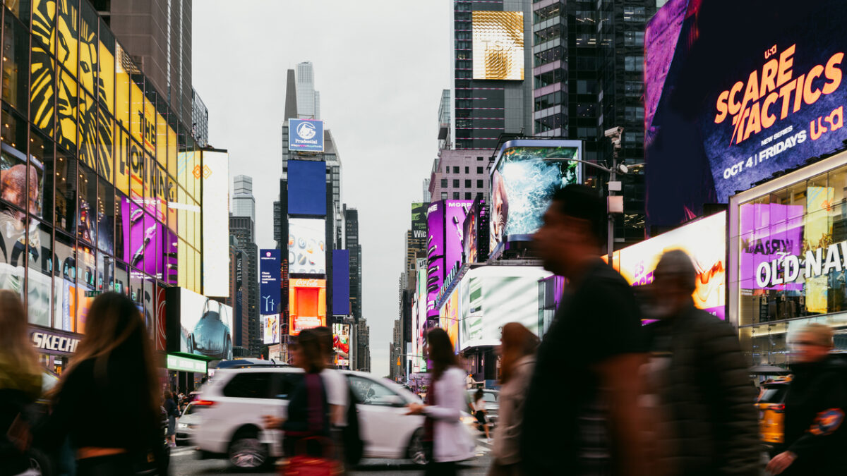 People walking in Times Square, New York