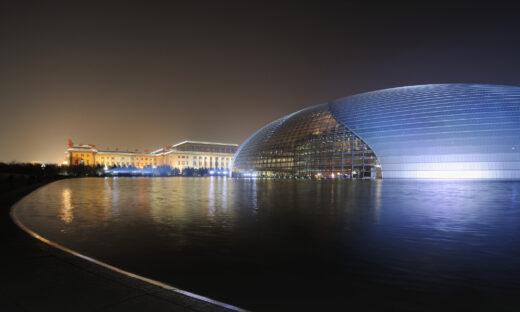 BeijingAChina - February 12st, 2013: The National Center for the performing arts, the National Grand Theater an egg shape, it is by the French architect Paul Andrew to