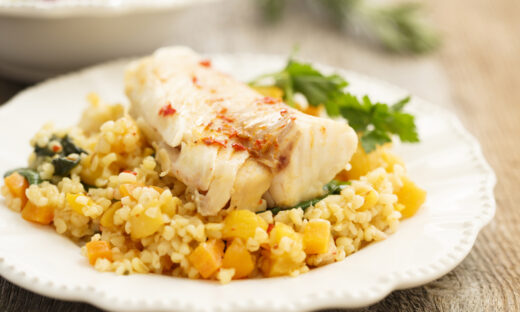 Pumpkin risotto with cod