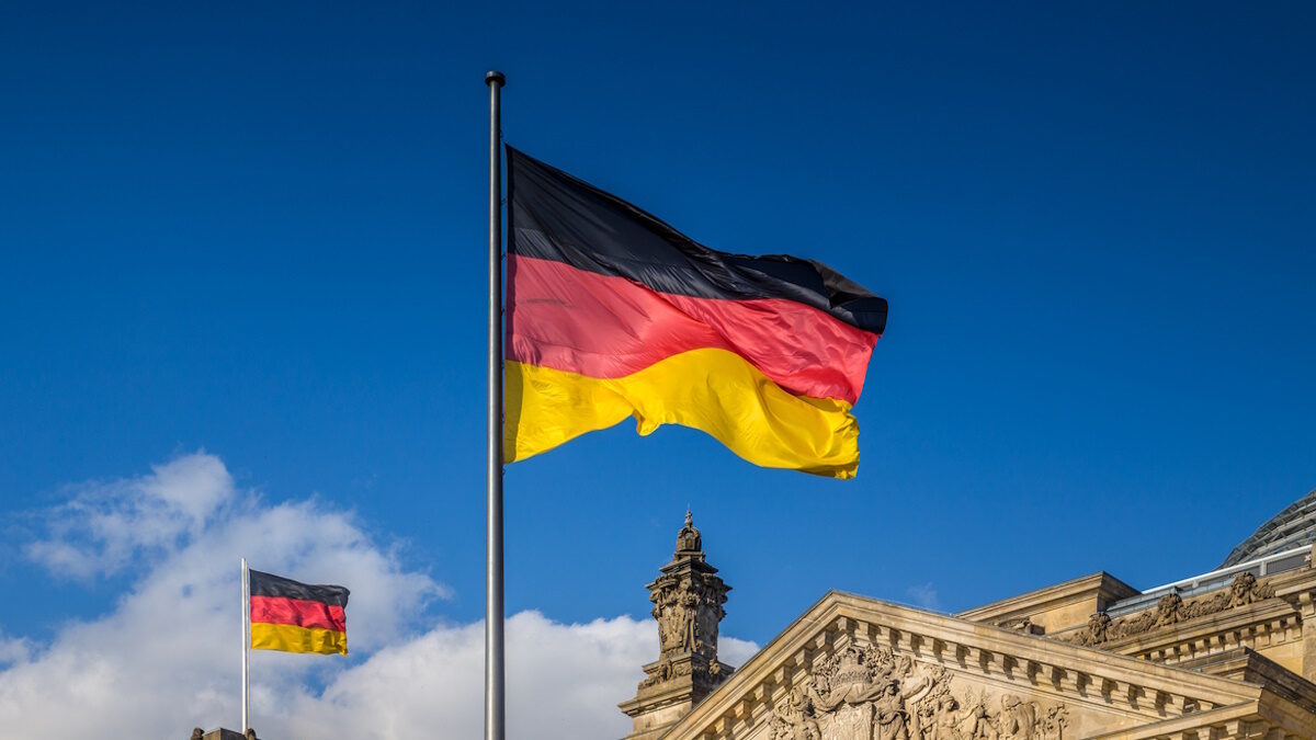 German flags at Reichstag