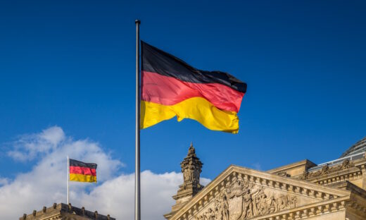 German flags at Reichstag