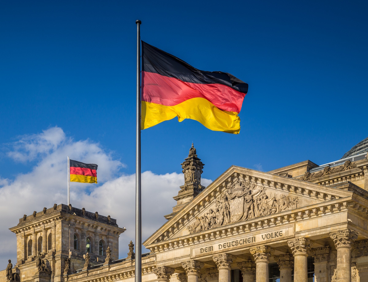 German flags at Reichstag