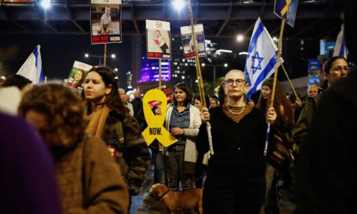 Family and supporters of hostages protest to mark the 500 days since October 7, 2023 when Hamas attacked Israel and took hostages, in Tel Aviv, Israel, February 17, 2025.