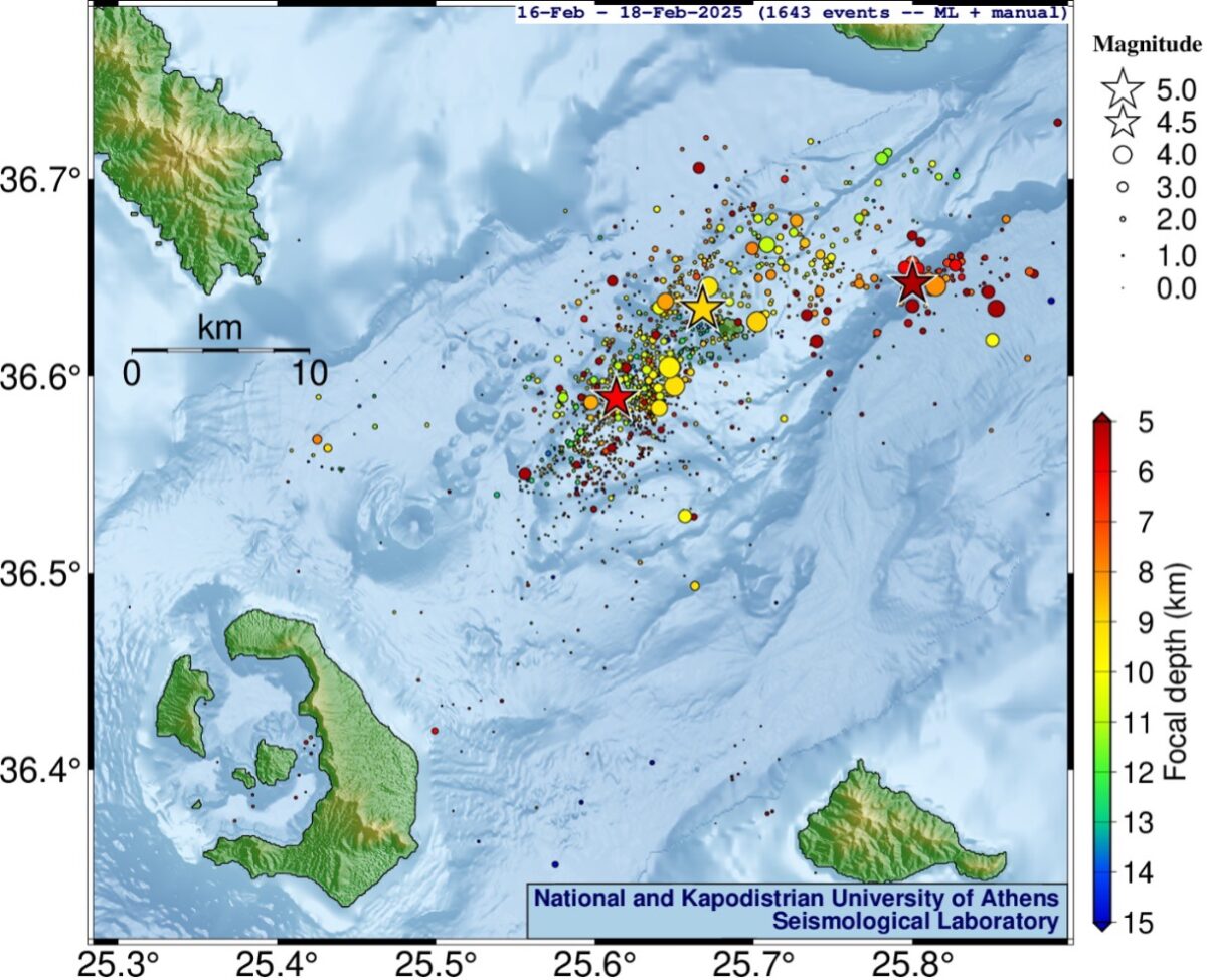 Χάρτης του ΕΚΠΑ για τους σεισμούς στις Κυκλάδες