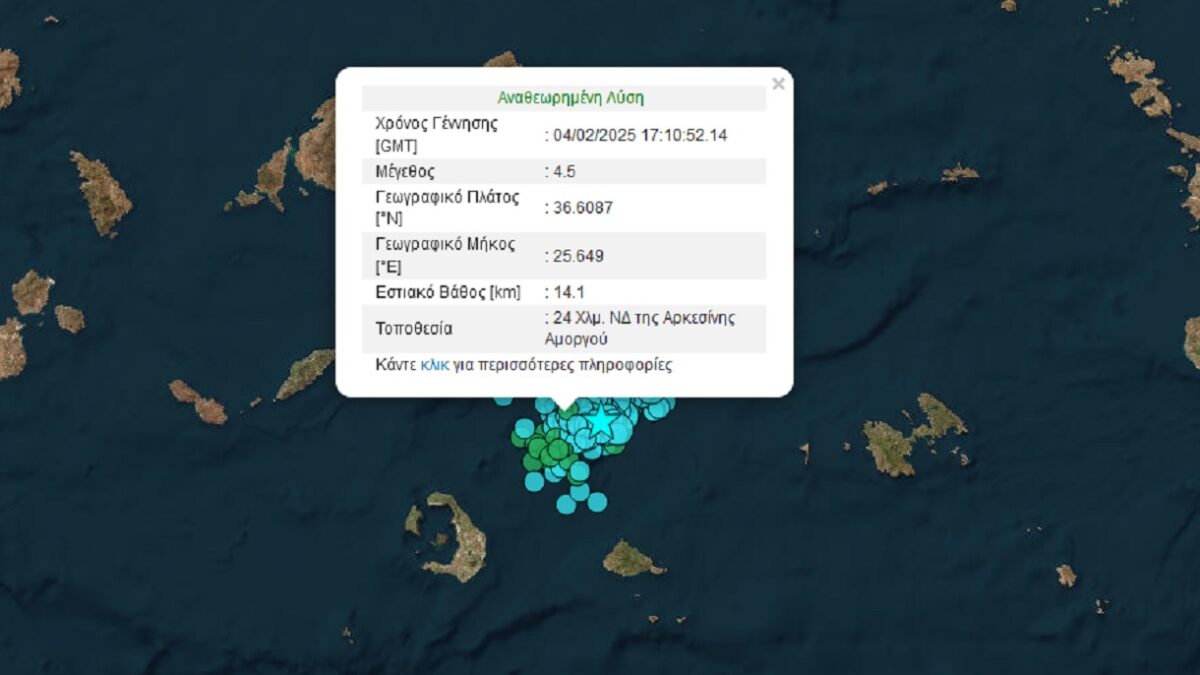 Νέος σεισμός 4,5 Ρίχτερ στην Αμοργό