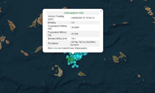 Νέος σεισμός 4,5 Ρίχτερ στην Αμοργό