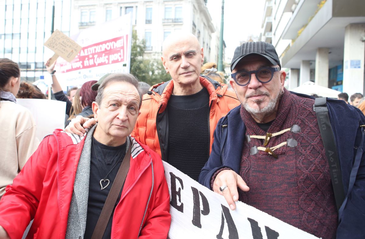 Σπύρος Μπιμπίλας-Μιχαήλ Άνθης και Γιάννης Ζουγανέλης στη μεγάλη συγκέντρωση για τα Τέμπη