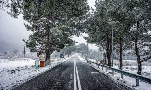 Χιονισμένο τοπίο στη Λέσβο