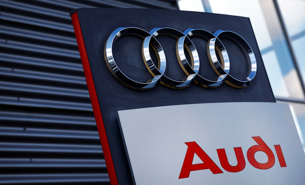 A logo of Audi is seen outside a car dealer in Nijmegen