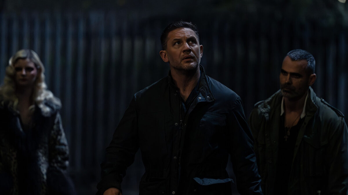 L-R Tom Hardy as Harry Da Souza and Antonio González Guerrero as Kiko in Mobland, episode 2, season 1, Streaming on Paramount+ 2025. Photo Credit: Luke Varley/Paramount+