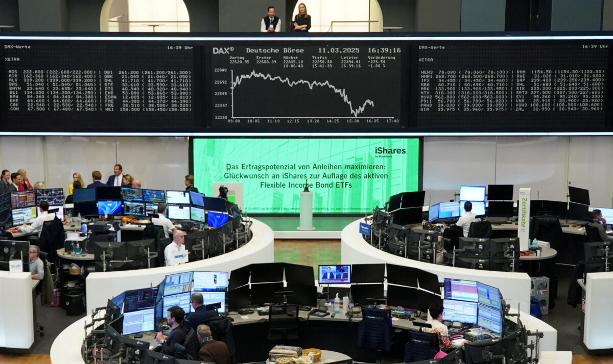 German share price index DAX graph is pictured at the stock exchange in Frankfurt, Germany