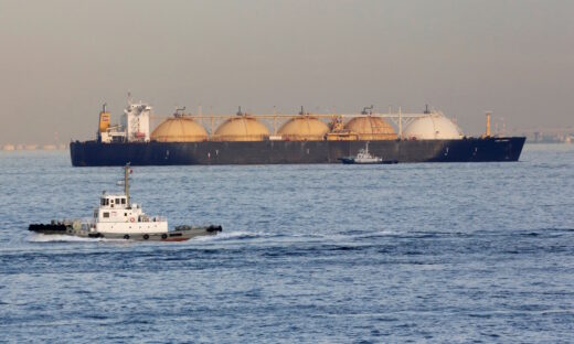 An LNG (Liquefied Natural Gas) tanker