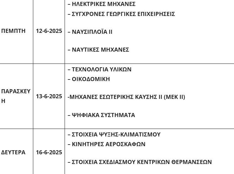 Πρόγραμμα Πανελλήνιων εξετάσεων 2025