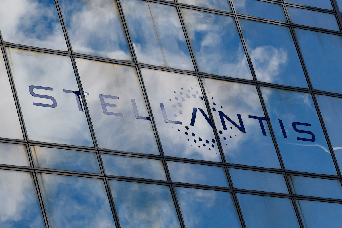 Stellantis logo on the company's building