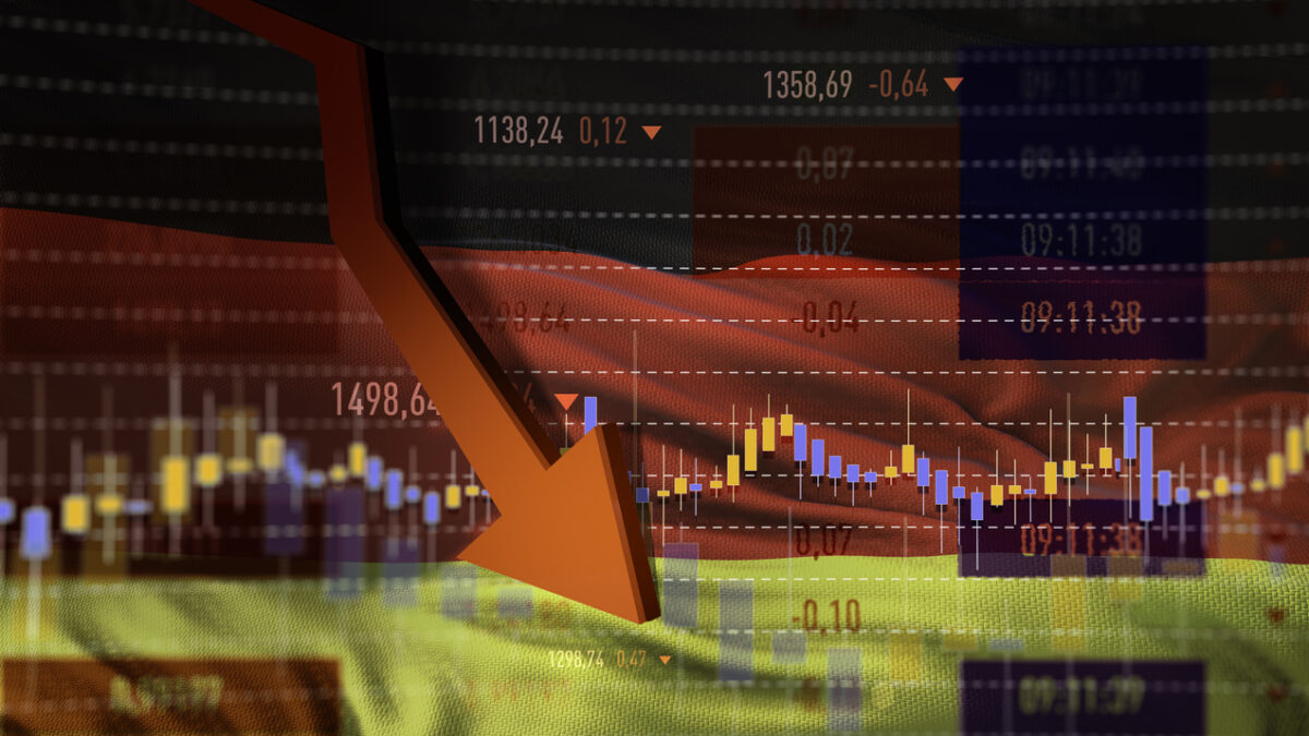 Stock Market Data infront of a German flag illustration