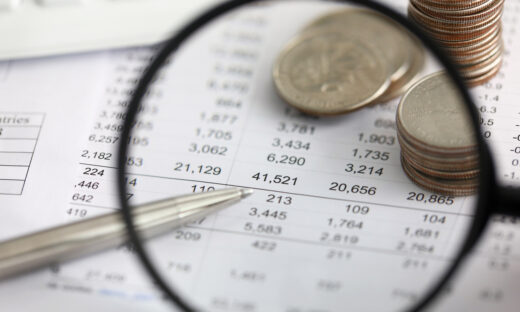 View at financial details in table thru magnifying glass