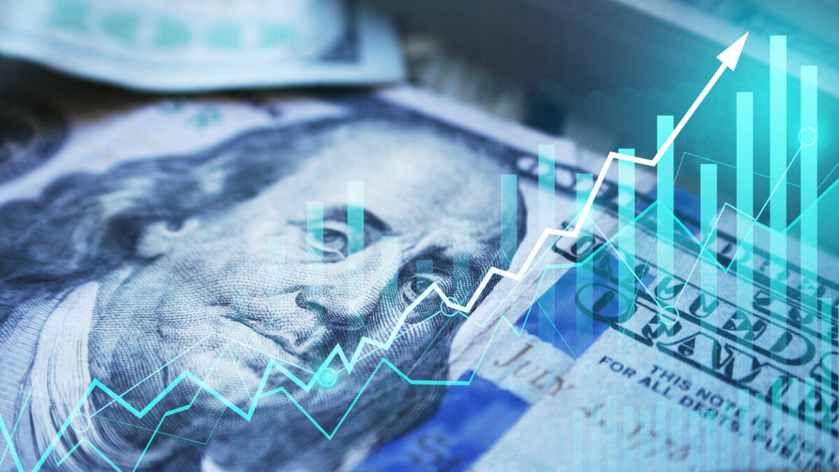 Trading graph and U.S. dollar