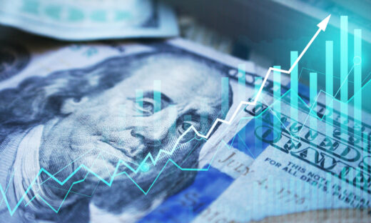 Trading graph and U.S. dollar