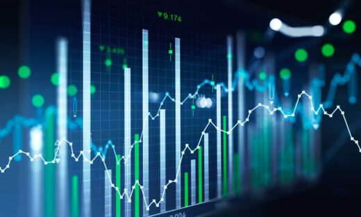 Financial chart and rising graph