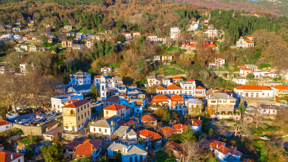 Traditional greek village of Milies on Pelion mountain in central Greece.