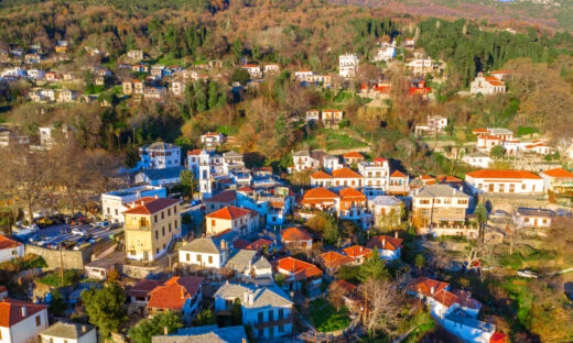 Traditional greek village of Milies on Pelion mountain in central Greece.