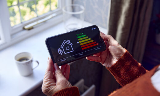 A woman holding smart energy meter