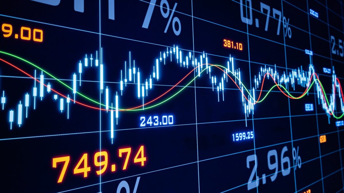 Stock market and exchange, chart and numbers