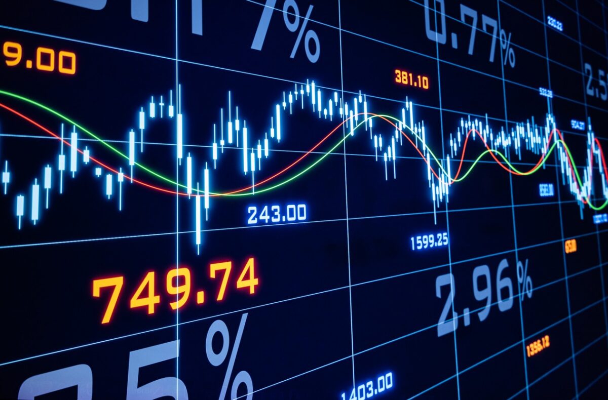 Stock market and exchange, chart and numbers