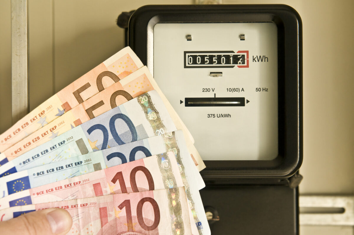 Electric meter and euro banknotes