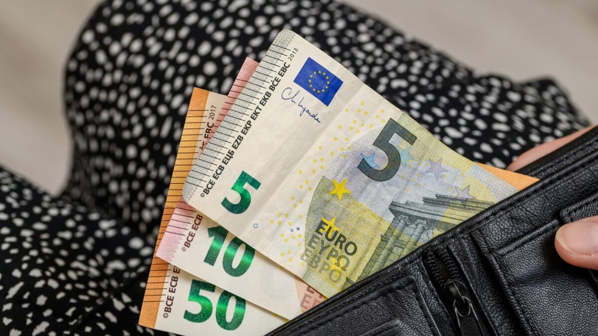 a wallet with euro money