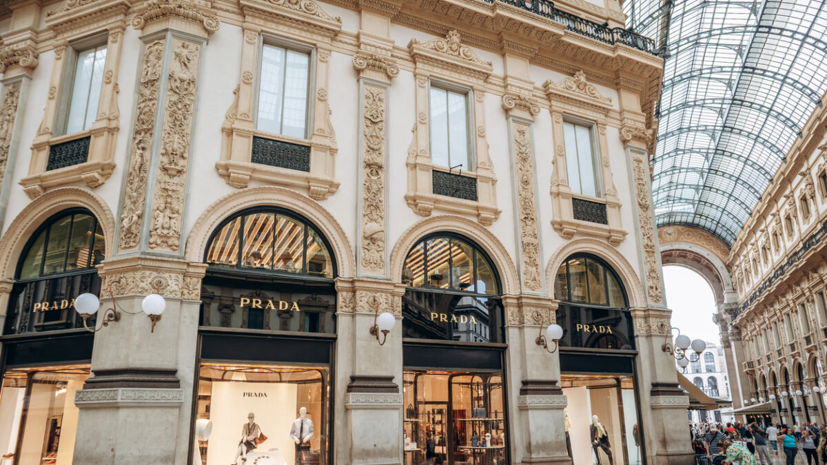 Prada storefront in Galleria Vittorio Emanuele II in Milan