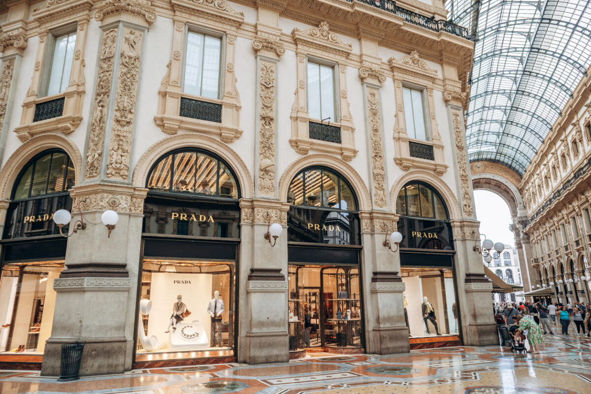 Prada storefront in Galleria Vittorio Emanuele II in Milan