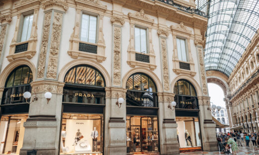 Prada storefront in Galleria Vittorio Emanuele II in Milan