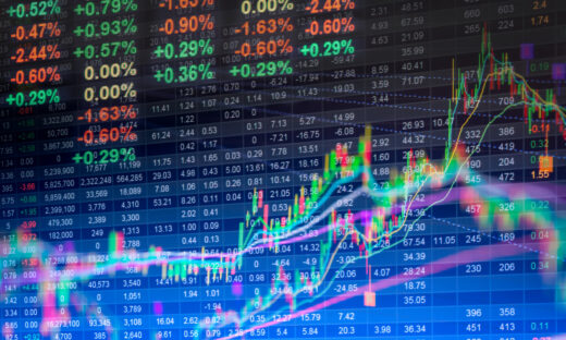 Financial data on a monitor