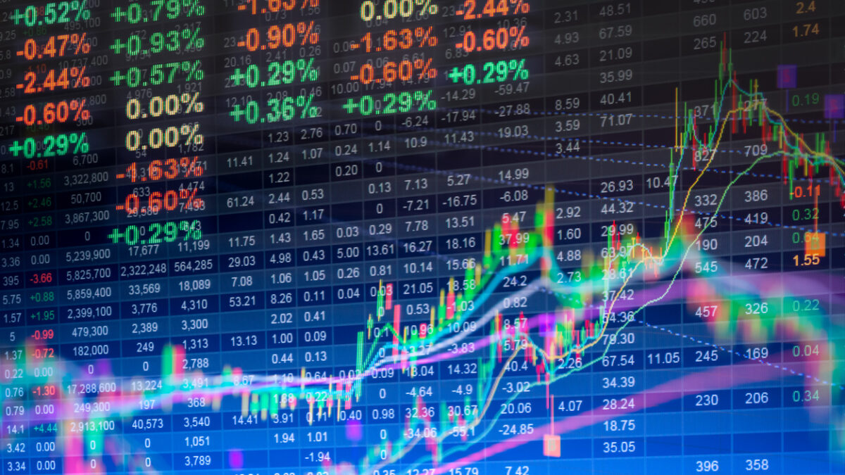 Financial data on a monitor