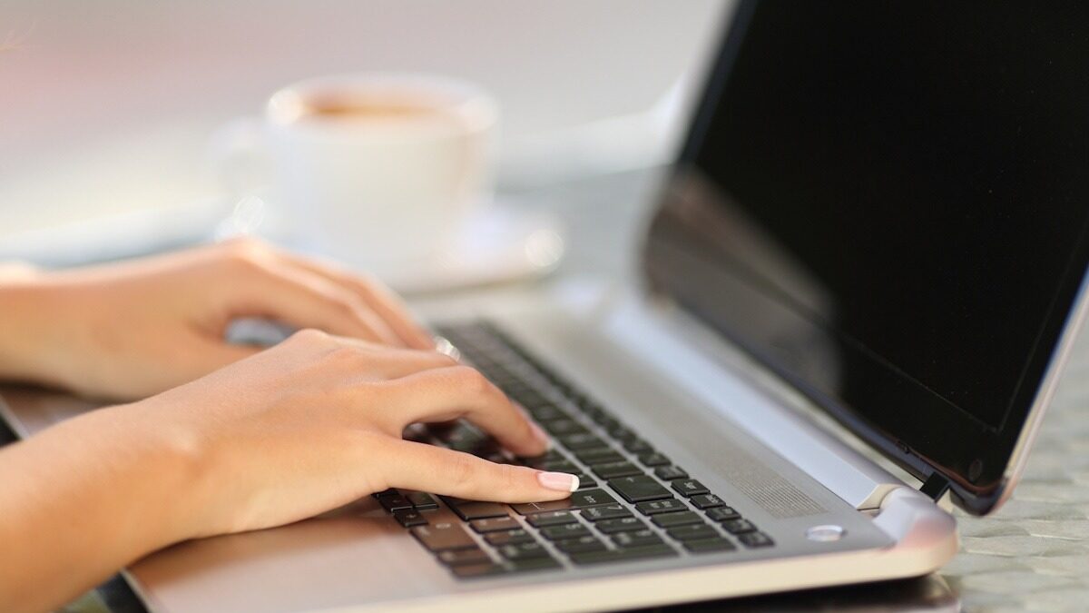 a woman working on a laptop