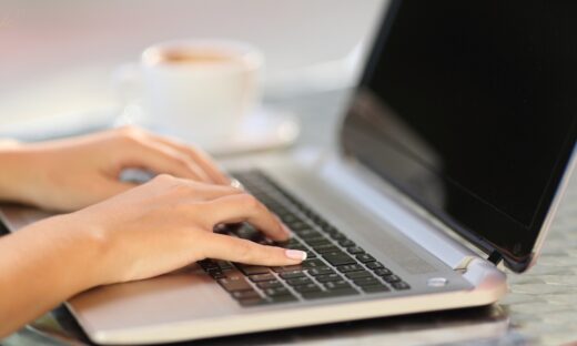 a woman working on a laptop