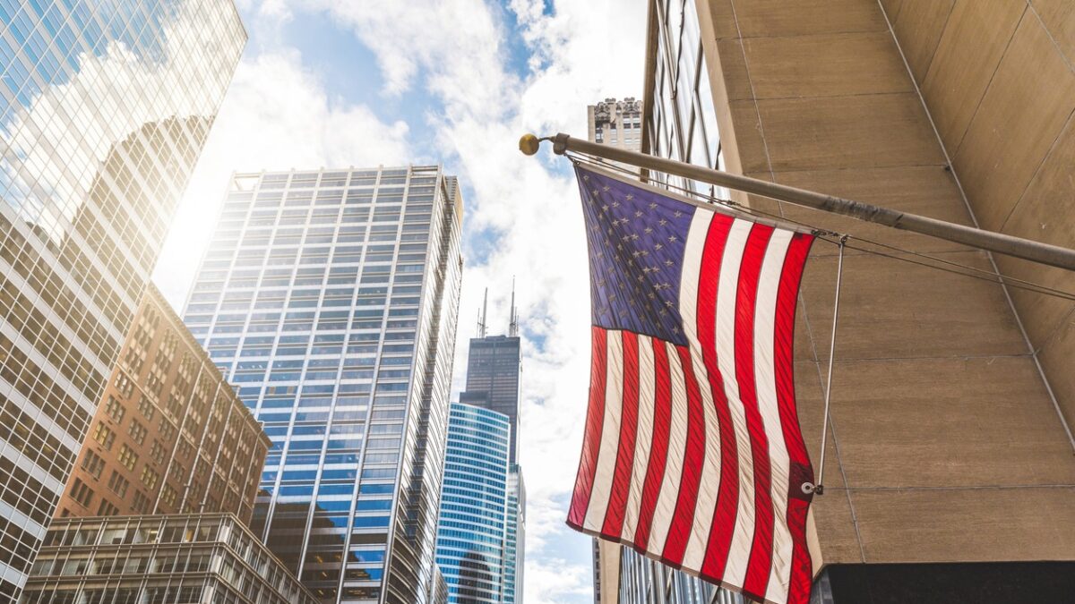 USA flag in Chicago