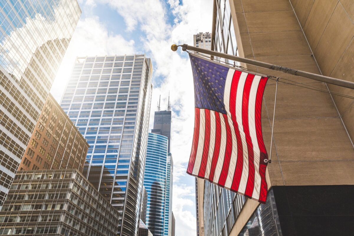 USA flag in Chicago