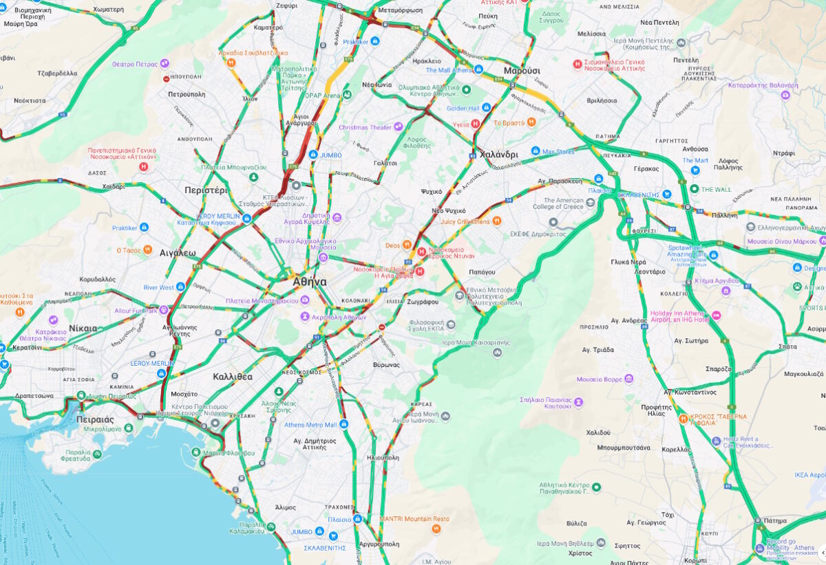 Χάρτης για την κίνηση στους δρόμους της Αττικής