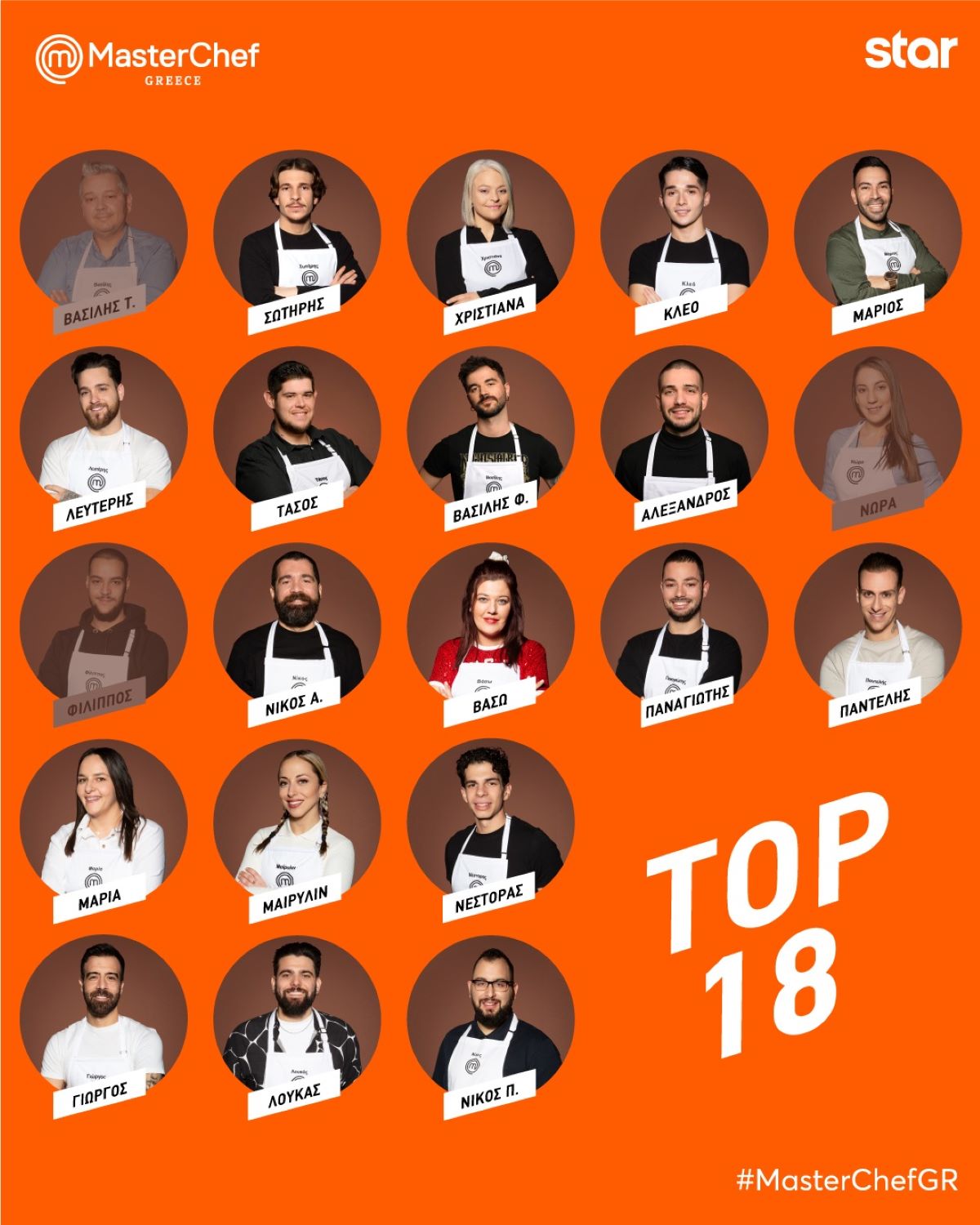 Οι top 18 συμμετέχοντες στο MasterChef